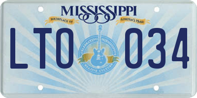 MS license plate LTO034