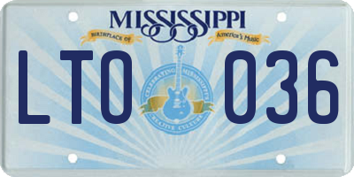 MS license plate LTO036