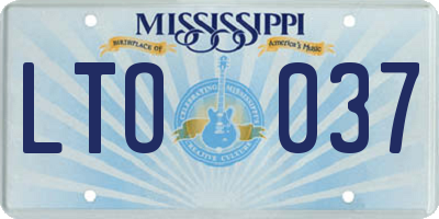 MS license plate LTO037