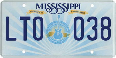MS license plate LTO038
