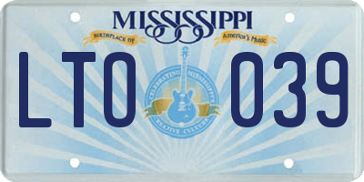 MS license plate LTO039