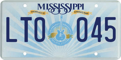 MS license plate LTO045