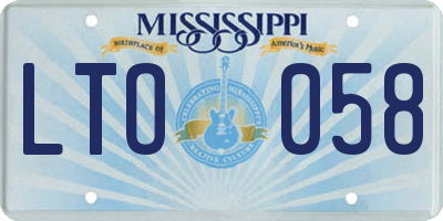 MS license plate LTO058