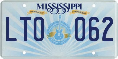MS license plate LTO062