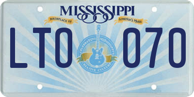 MS license plate LTO070
