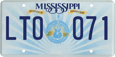 MS license plate LTO071