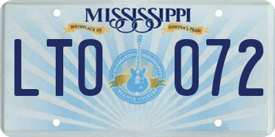 MS license plate LTO072