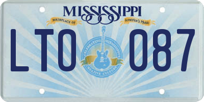 MS license plate LTO087