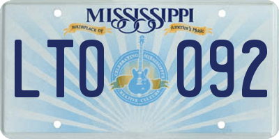 MS license plate LTO092