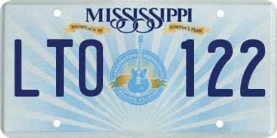 MS license plate LTO122