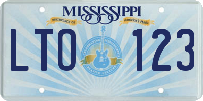 MS license plate LTO123