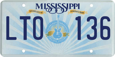 MS license plate LTO136