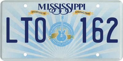 MS license plate LTO162