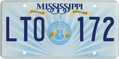 MS license plate LTO172