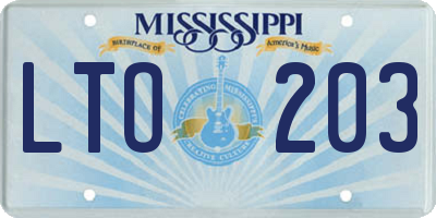 MS license plate LTO203