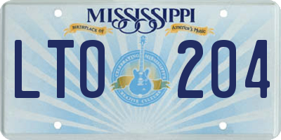 MS license plate LTO204