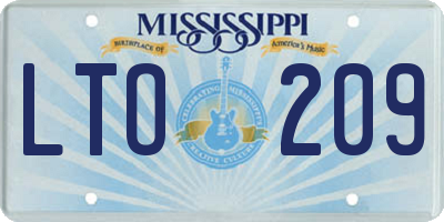 MS license plate LTO209
