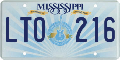 MS license plate LTO216