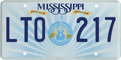 MS license plate LTO217