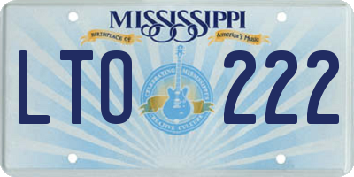 MS license plate LTO222