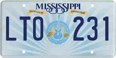 MS license plate LTO231