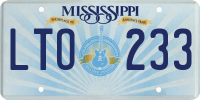 MS license plate LTO233
