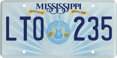 MS license plate LTO235