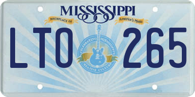 MS license plate LTO265