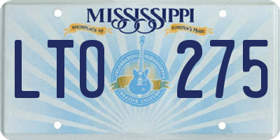 MS license plate LTO275