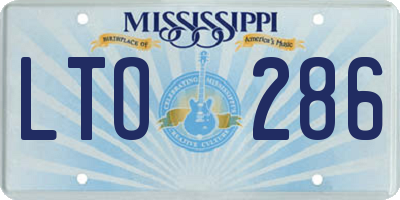 MS license plate LTO286