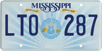 MS license plate LTO287