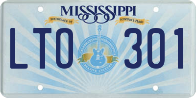 MS license plate LTO301