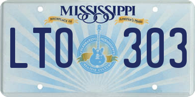 MS license plate LTO303