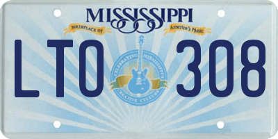 MS license plate LTO308