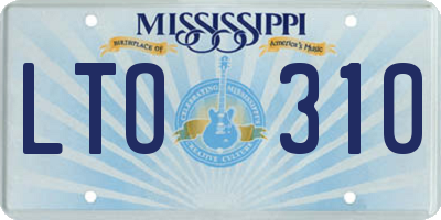 MS license plate LTO310