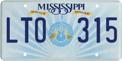 MS license plate LTO315