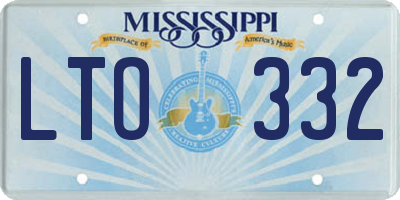 MS license plate LTO332