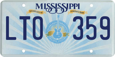 MS license plate LTO359