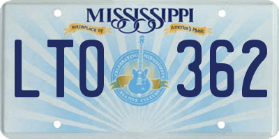 MS license plate LTO362