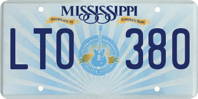 MS license plate LTO380