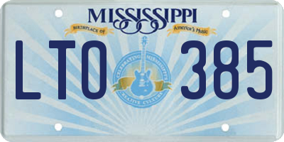 MS license plate LTO385