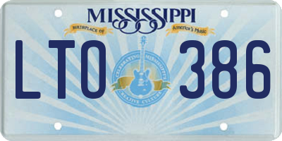 MS license plate LTO386