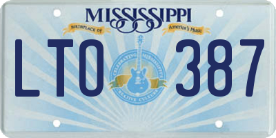 MS license plate LTO387