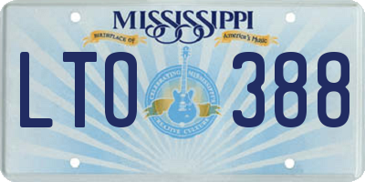 MS license plate LTO388