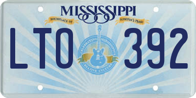 MS license plate LTO392