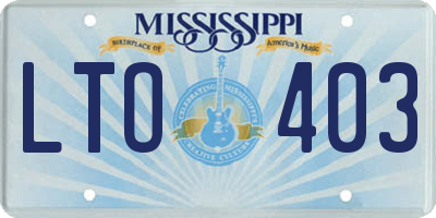 MS license plate LTO403