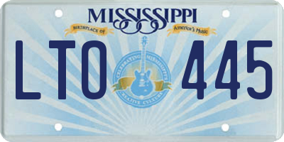 MS license plate LTO445