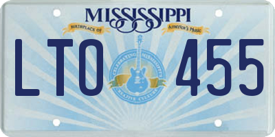 MS license plate LTO455