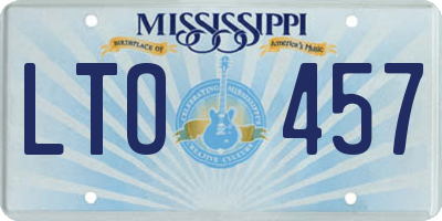 MS license plate LTO457