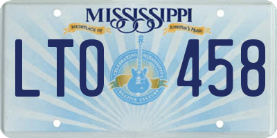 MS license plate LTO458